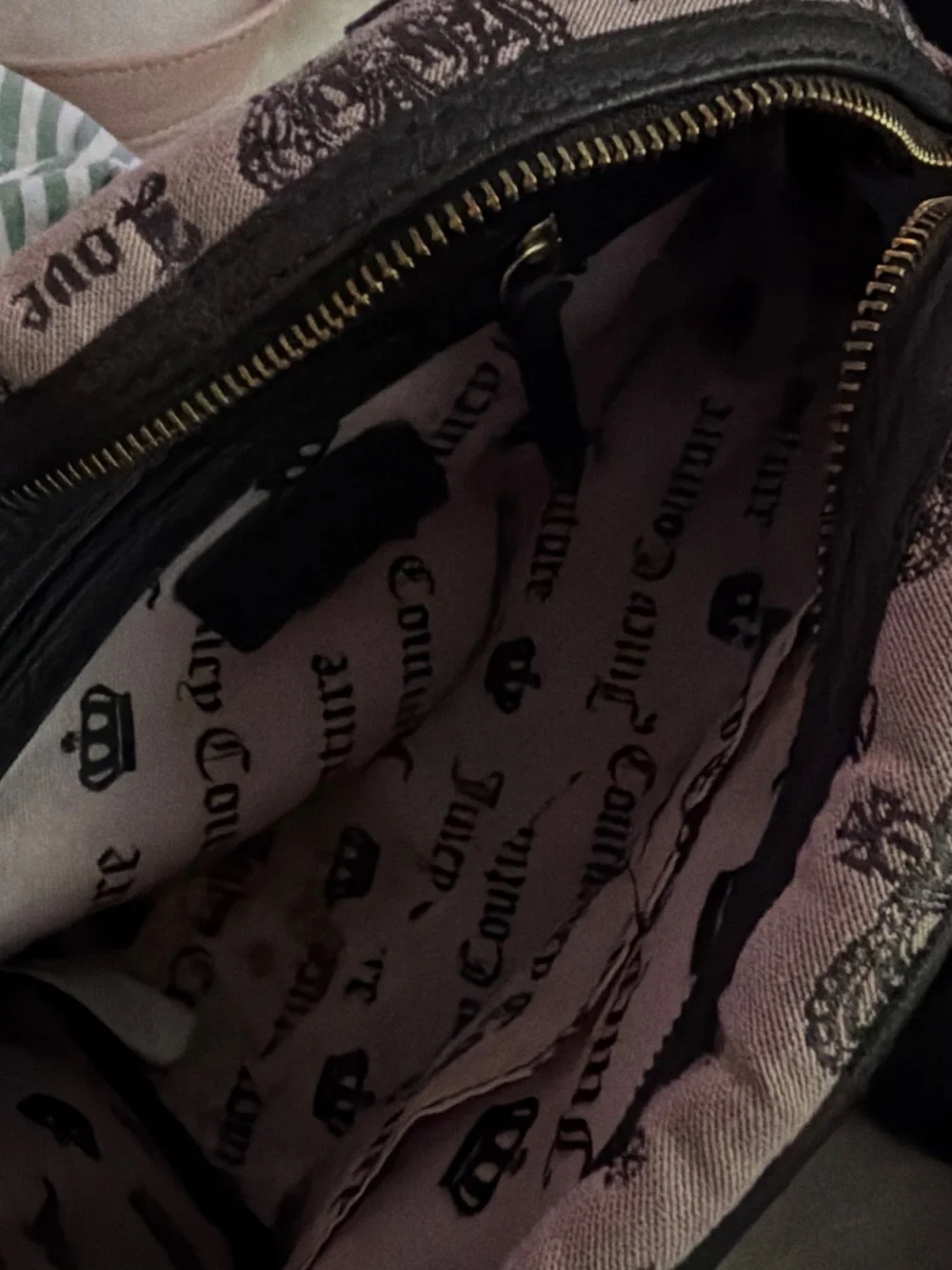 Juicy Couture Pink Satchel with Black Trim and Gold Accents